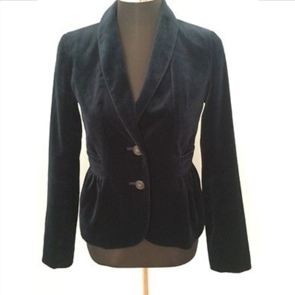 J. Crew Jackets & Blazers - J Crew Velvet Eden Peplum Blazer Indigo Blue Sz 2
